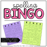 Spelling BINGO Sheets - Spelling Menu ( for ELA centers or