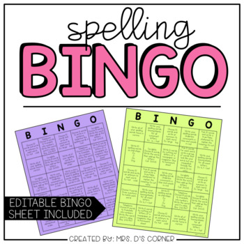 Preview of Spelling BINGO Sheets - Spelling Menu ( for ELA centers or Homework )
