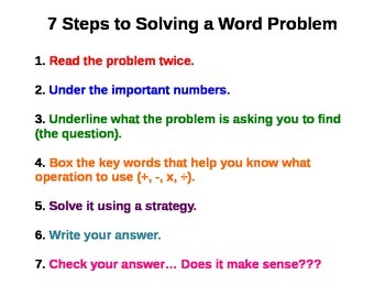 what are the steps to solving word problems