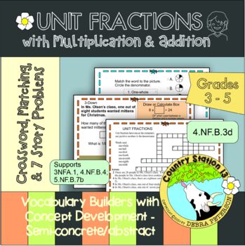 Preview of 7 Story Problems with Unit Fractions and Crossword Clues