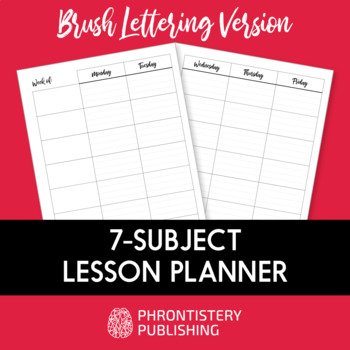 Preview of 7-Subject Lesson Planner (Brush Lettering)