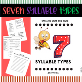 7 Syllable Types Spelling Word Lists and Activities
