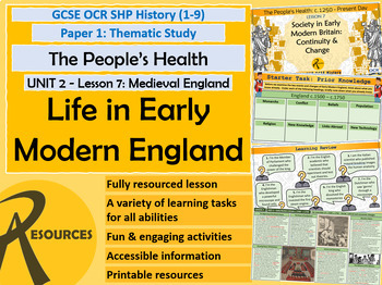 Preview of 7. The People's Health: Life in Early Modern England (GCSE History OCR SHP)