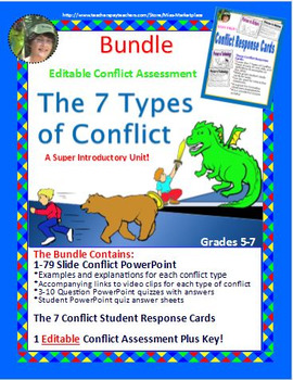 Preview of 7 Types of Conflict: PowerPoint, Conflict Response Cards & Assessment (Bundle)