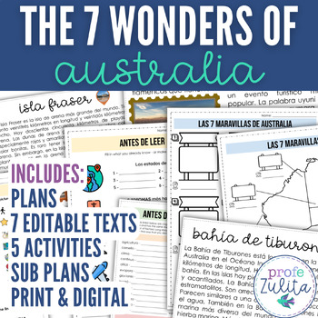 Preview of 7 Wonders of Australia Spanish Culture & Geography Reading Passages + Activities