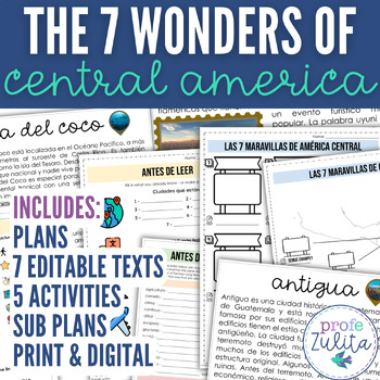 Preview of 7 Wonders of Central America Spanish Culture & Geography Readings + Activities