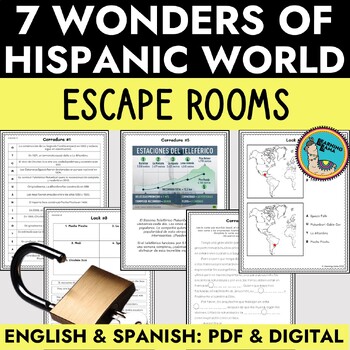 Preview of 7 Wonders of Hispanic World Escape Room BUNDLE