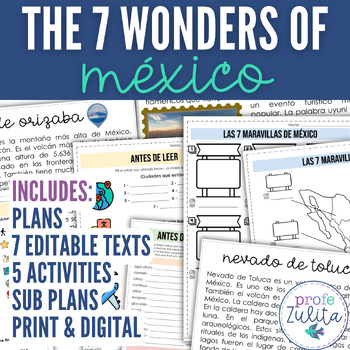 Preview of 7 Wonders of México Spanish Culture & Geography Reading Passages + Activities