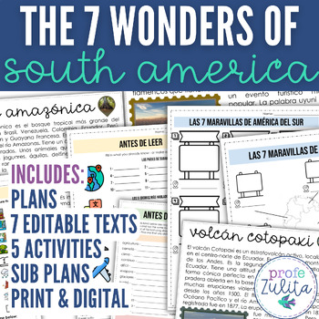 Preview of 7 Wonders of South America Spanish Culture & Geography Readings + Activities