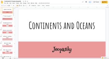 Preview of 7 continents and 5 oceans jeopardy game!