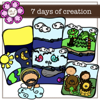 Preview of 7 days of creation Clipart (color and black&white)
