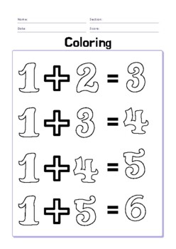 Preview of 7 pages of Numbers addition coloring