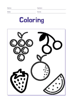 Preview of 7 sheets of fruits & vegetables coloring Worksheet