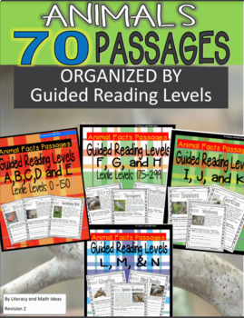 Preview of 70 Leveled Passages (Animals) Guided Reading A to N (Digital & Printable)