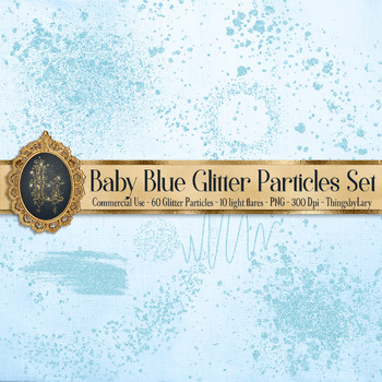Preview of 70 Baby Blue Glitter Particles Set PNG Overlay Images