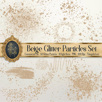 Preview of 70 Beige Glitter Particles Set PNG Overlay Images