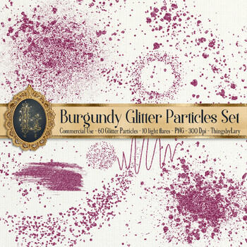 Preview of 70 Burgundy Glitter Particles Set PNG Overlay Images