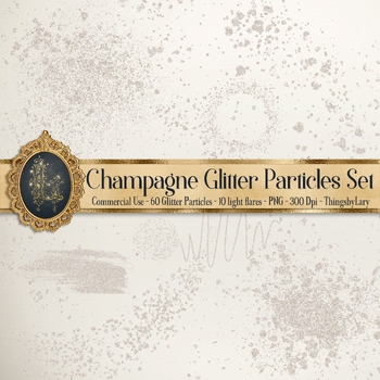 Preview of 70 Champagne Glitter Particles Set PNG Overlay Images