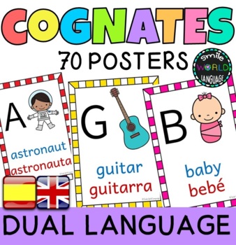 Preview of 70 Cognates Cognados Alphabet English Spanish inglés español DUAL language