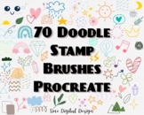 70 Doodle Stamp Brushes Procreate App, Cute Abstract Stamp