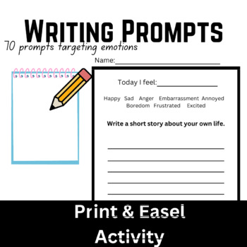 Preview of 70 Emotion Daily Writing Prompts No Prep Printables