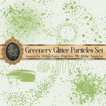Preview of 70 Greenery Glitter Particles Set PNG Overlay Images