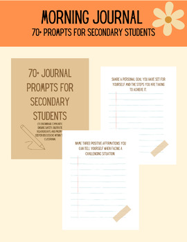 Preview of 70+ Journal Prompts for Secondary Students-Morning Work