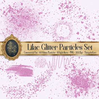 Preview of 70 Lilac Glitter Particles Set PNG Overlay Images
