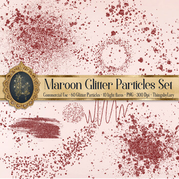 Preview of 70 Maroon Glitter Particles Set PNG Overlay Images