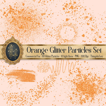 Preview of 70 Orange Glitter Particles Set PNG Overlay Images