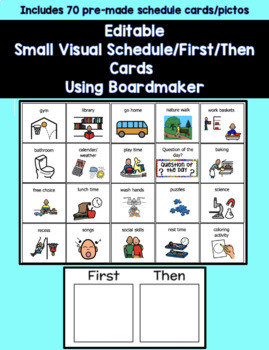 Preview of EDITABLE 70 Small Visual Schedule/First/Then Cards/Pictos (ASD, SPED)