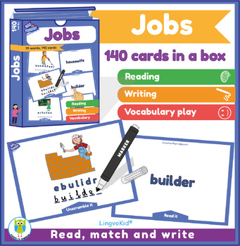 Preview of 70 jobs | 140 cards  "read, match and write" | Professions | Occupations