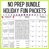 No Prep Holiday Fun Packets Bundle - Seasonal ELA Literacy