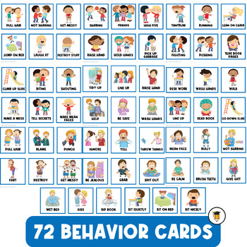 72 BEHAVIOR CARDS | First Then Visual Aid | Toddler Behaviour ...