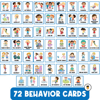 Preview of 72 BEHAVIOR CARDS | First Then Visual Aid | Toddler Behaviour | Behavioral Cards