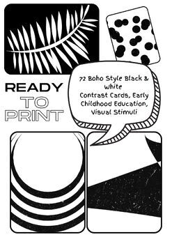 Preview of 72 Boho Style Black & White Contrast Cards, Early Childhood Education