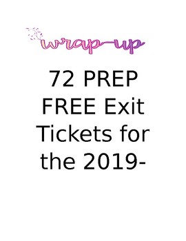Preview of 72 PREP FREE Exit Tickets for the 2021 School Year