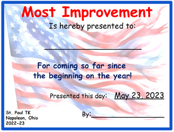 Preview of 72 Preschool Patriotic Awards END OF YEAR PARTY GRADUATION CELEBRATION THEMED