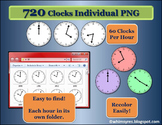 720 Analog Clocks - 1 minute intervals - Clip Art