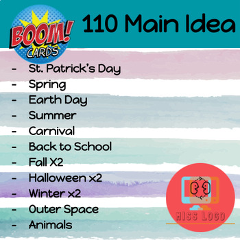Preview of 110 Main Idea Details Task Cards Boom Cards™️ Speech Therapy Bundle