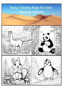 Preview of 74 Coloring Page For Kids Drawing Animals