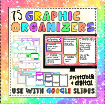 Preview of 75 Colorful Graphic Organizers for Every class!