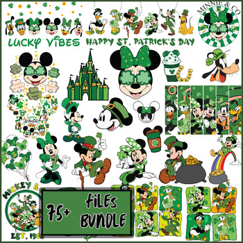 Preview of 75+Disney Files Retro St. Patrick's Mouse Clipart Bundle