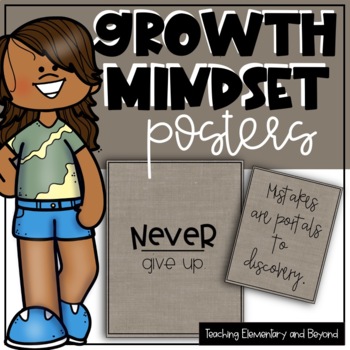 Preview of 75 Burlap Growth Mindset Posters