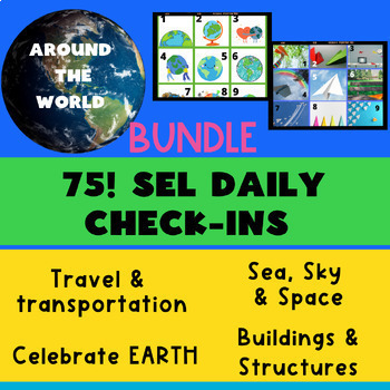 Preview of AROUND OUR WORLD bundle: 75 SEL Check-ins & daily journal writing prompts