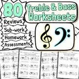 80 Treble And Bass Clef Worksheets | Tests Quizzes Homewor