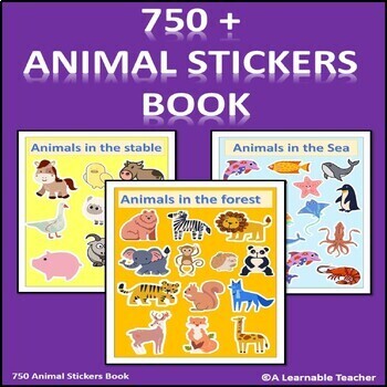 Preview of 750+ Animal Stickers for Creative Learning Pre-K, Kindergarten,1st and 2nd Grade