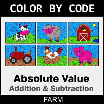 Absolute Value: Addition & Subtraction - Coloring Worksheets | Color by Code
