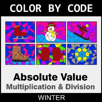 Winter: Absolute Value: Multiplication & Division - Coloring Worksheets