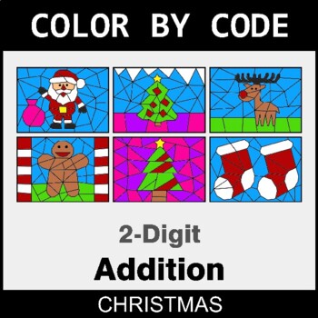 Christmas: 2-Digit Addition - Coloring Worksheets | Color by Code